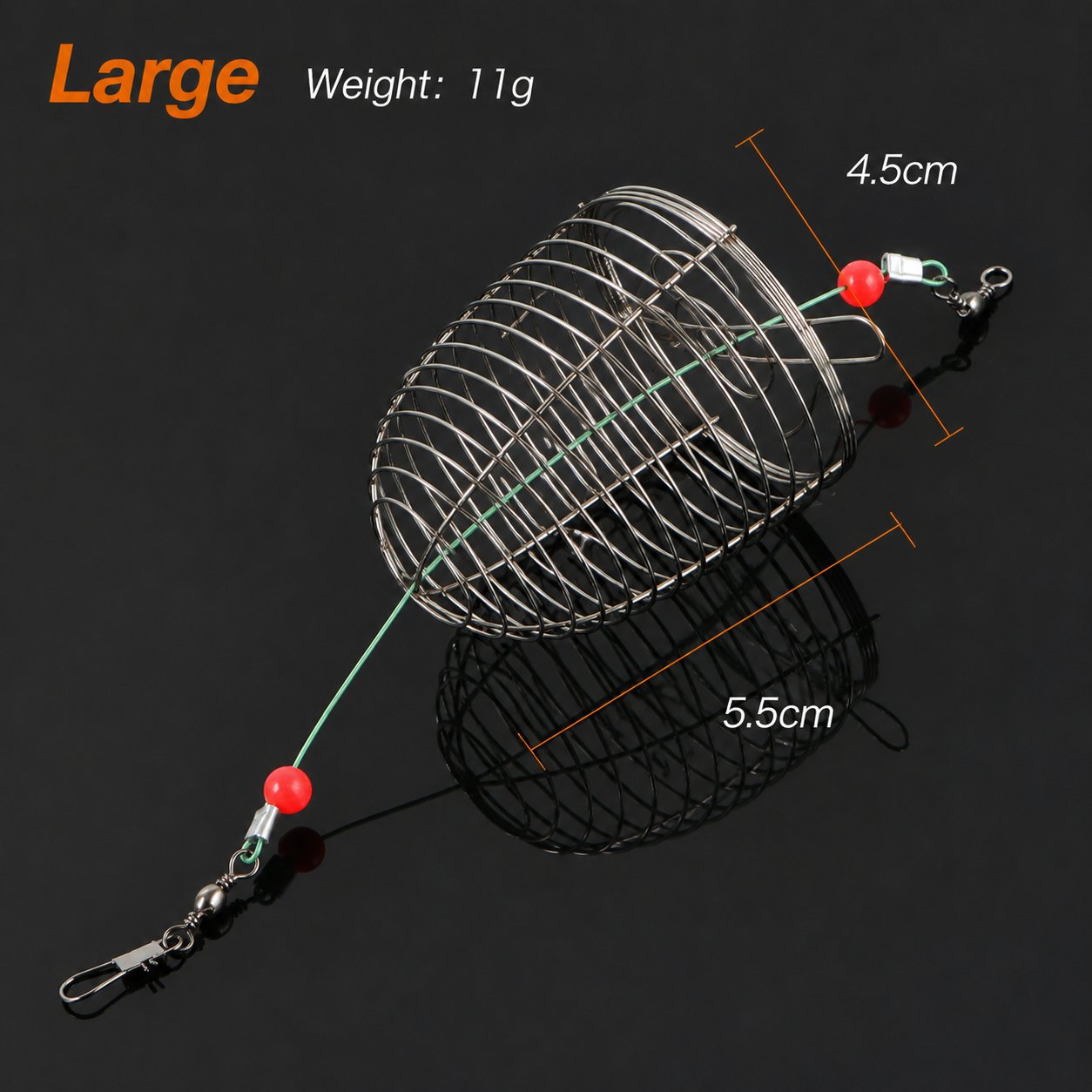 Stainless Steel Fishing Bait Cage Trap Basket Feeder Holder- Fishing Rig Attachment