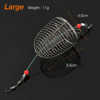 Stainless Steel Fishing Bait Cage Trap Basket Feeder Holder- Fishing Rig Attachment