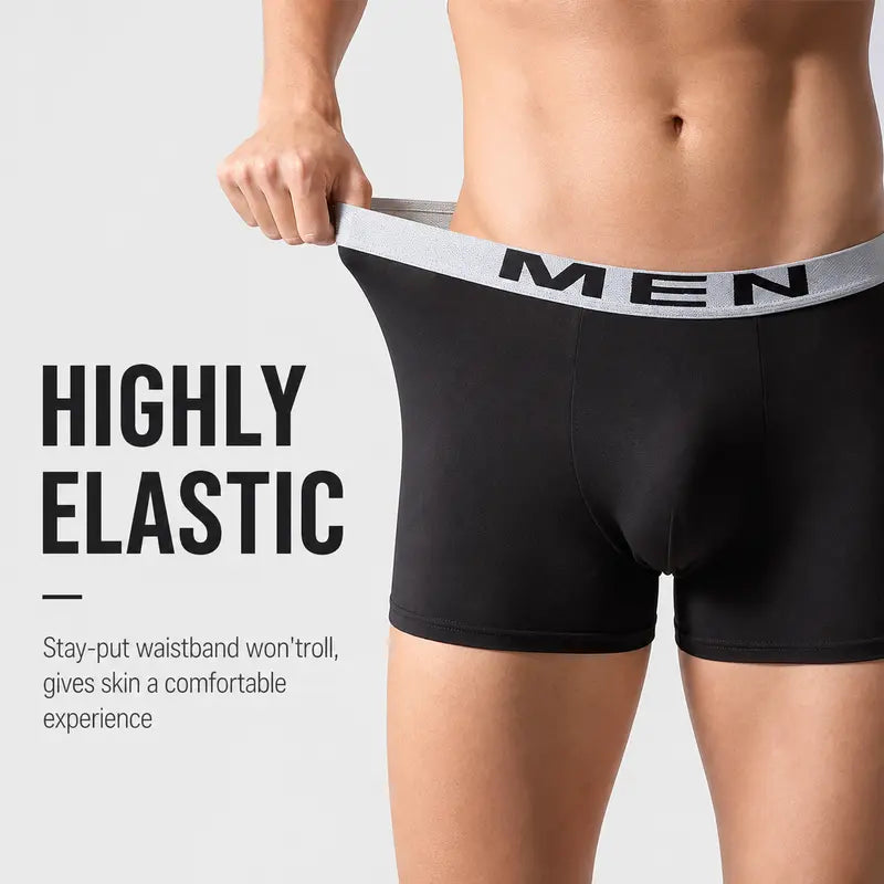 Man demonstrating the stretch of the boxer brief waistband