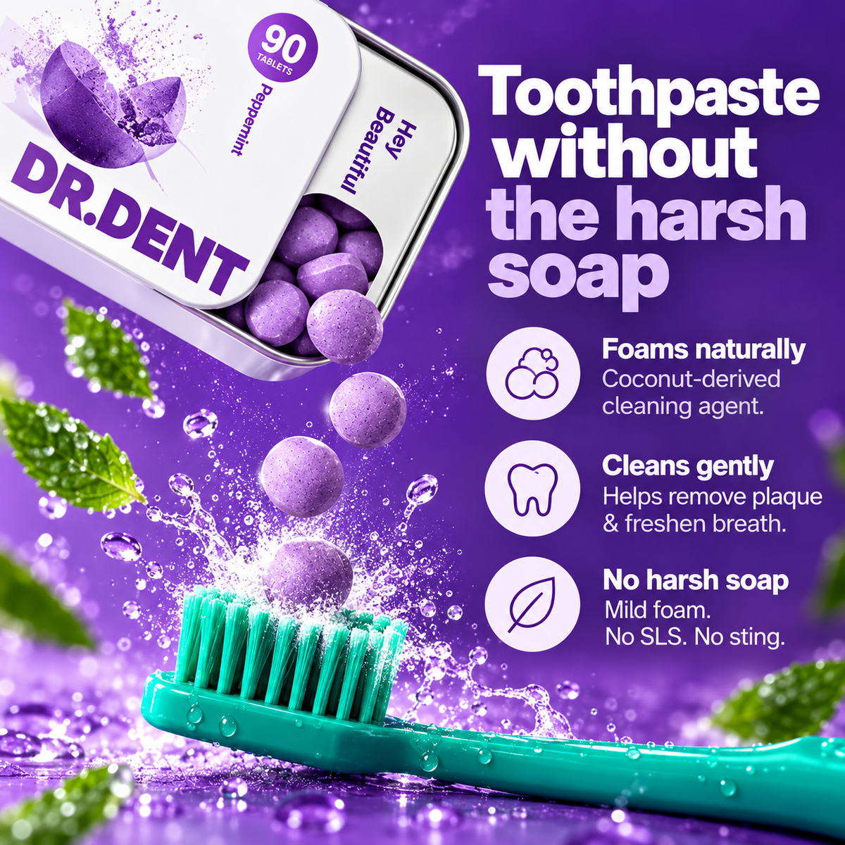 DR. Purple Toothpaste Tablets w/ Hydroxyapatite & PAP (90)