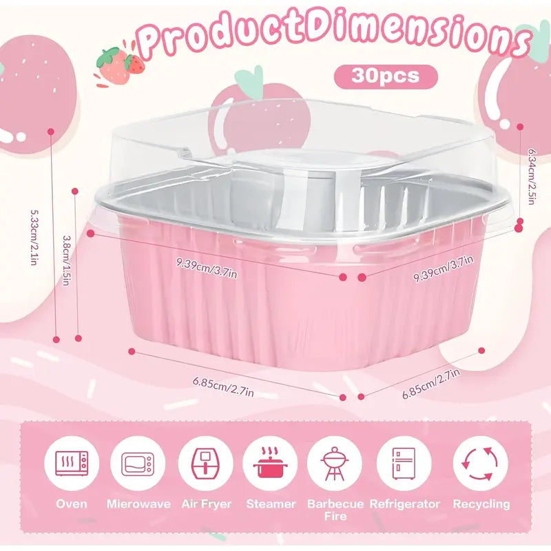 30-Pack Pink 5oz Mini Aluminum Cake Pans