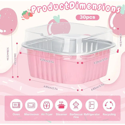 30-Pack Pink 5oz Mini Aluminum Cake Pans