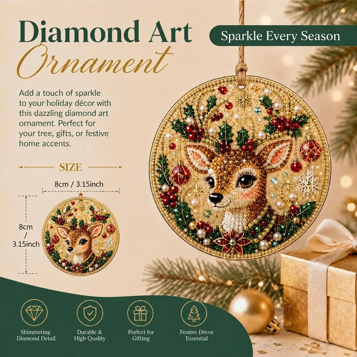 🎄✨6Pcs/12Pcs Christmas DIY Diamond Painting Ornaments Kit, Xmas Tree Hanging Pendant🎄