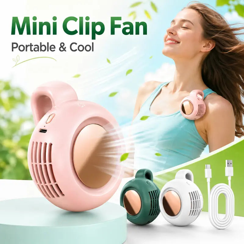 🏕️ Summer Outing Essential – Bladeless Clip Fan for Stroller, Desk, Waist & Phone