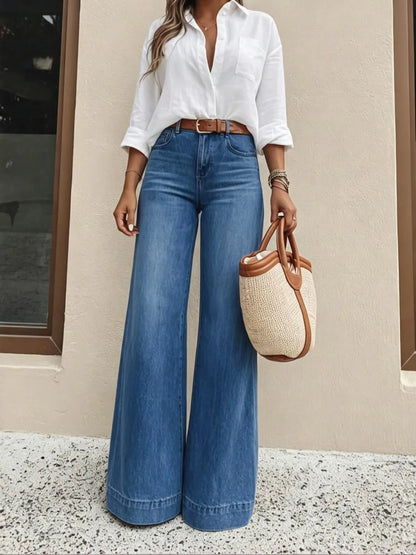 Women's High-Waist Relaxed Wide-Leg Jeans | Stretch Comfort Fit
