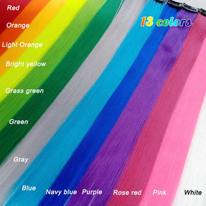 20Inch Rainbow Clip-In Hair Extensions - Vibrant Synthetic Highlights