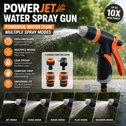 Garden Hose Spray Gun with Nozzles High Pressure Hose Pipe Spray Gun Attachments with Hosepipe Water Gun for Watering Plants & Lawns,Shower Pets,Car Washing