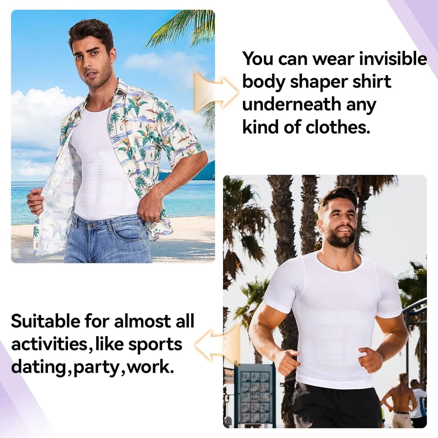 Men's Compression Body Shaper Short Sleeve Shirt - 1-2 Pack