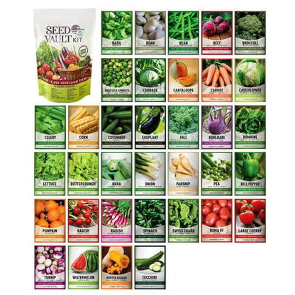 🌱35 Variety Heirloom Seed Vault Kit | 16,000+ Non-GMO Vegetable Seeds