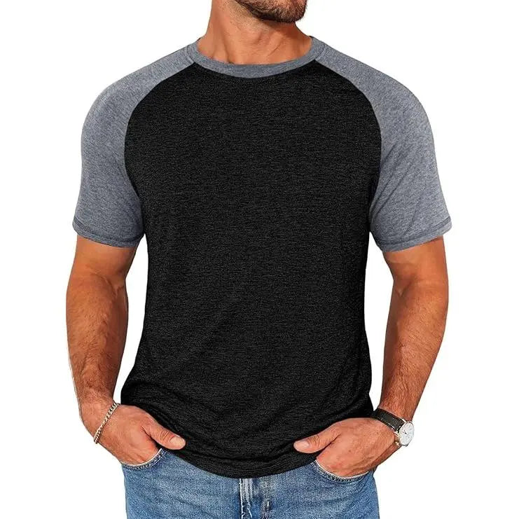 Men's Color Block Raglan T-Shirt Casual Slim Fit