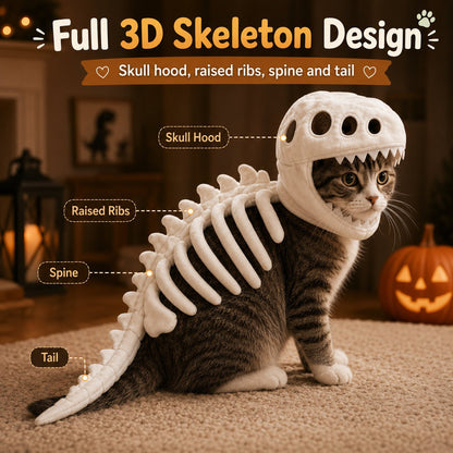 🦖 Glow-in-the-Dark Dinosaur Skeleton Pet Costume