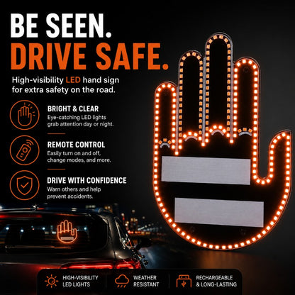 LED Gesture Lighting - Luminous 4-in-1 Decorative Car Sign Finger Light with Remote Control