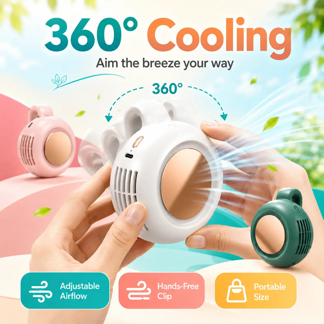 🏕️ Summer Outing Essential – Bladeless Clip Fan for Stroller, Desk, Waist & Phone