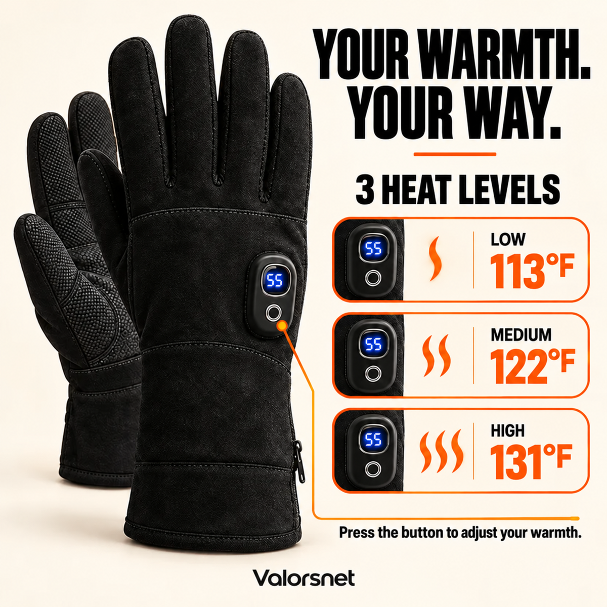 🔥 🧤Rechargeable Heated Gloves – Touchscreen Winter Gloves with Adjustable Heat for Skiing