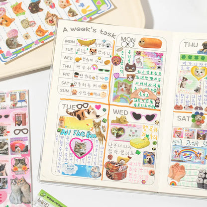 Cute Pet Sticker Book, 30 Sheets Cat & Dog