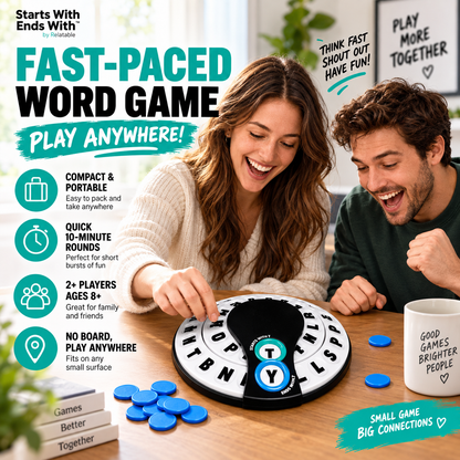 Starts With Ends With Word Game by Relatable - Family Board Game with Spinner and Tokens