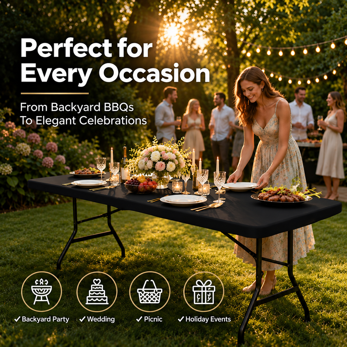 Stretch Spandex Table Cover – Perfect Fit for 4ft/6ft/8ft Tables