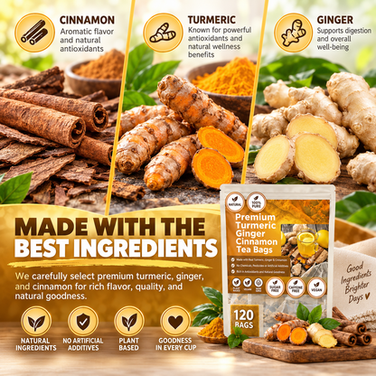 Turmeric Ginger Cinnamon Tea Bags 120 Pack