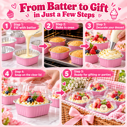 30-Pack Pink 5oz Mini Aluminum Cake Pans