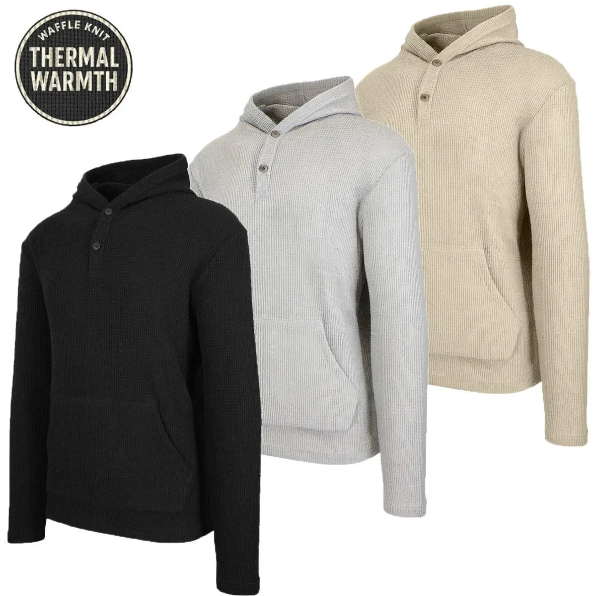 Men's Multi Pack Waffle Knit Pullover Hoodie