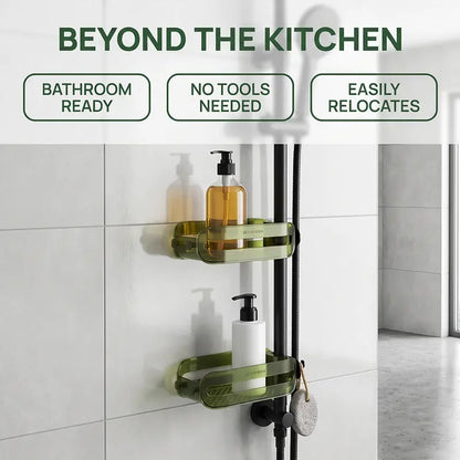 Clip-On Kitchen Faucet Storage Rack with Drain Holes