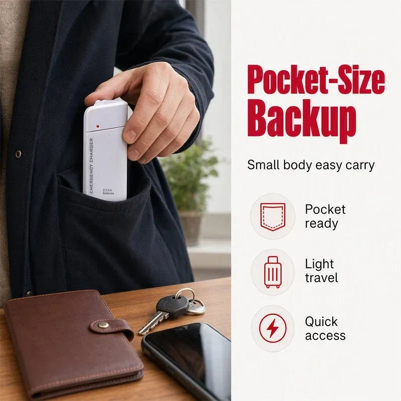 🔥😍Portable Emergency Phone Charger AA Battery Powered Power Bank with LED Flashlight