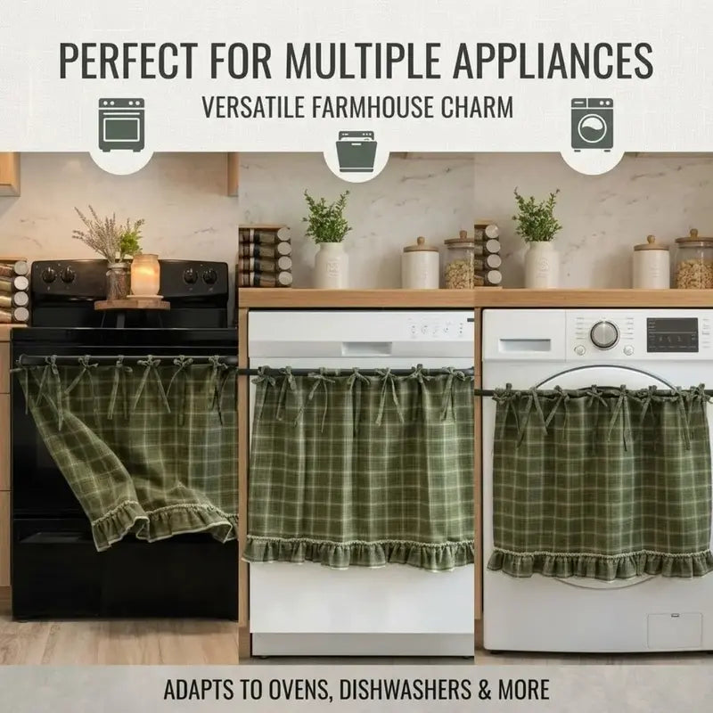 Polyester Farmhouse Stove Top Cover - Cooktop Cover with Ruffled Bow 77 * 55cm