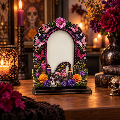 Day of the Dead Memorial Photo Frame Set – 6 Colorful Wooden Ofrenda Frames