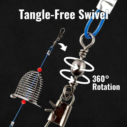 Stainless Steel Fishing Bait Cage Trap Basket Feeder Holder- Fishing Rig Attachment