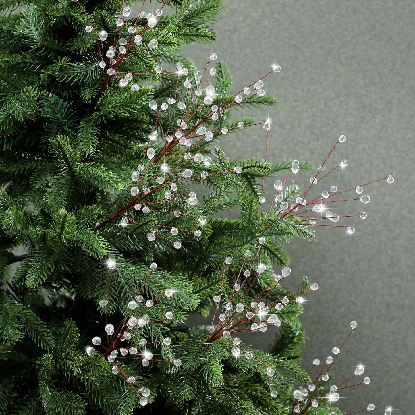 🎄8 Pcs Crystal Christmas Tree Picks, 11.8 Inch with Bead Drop