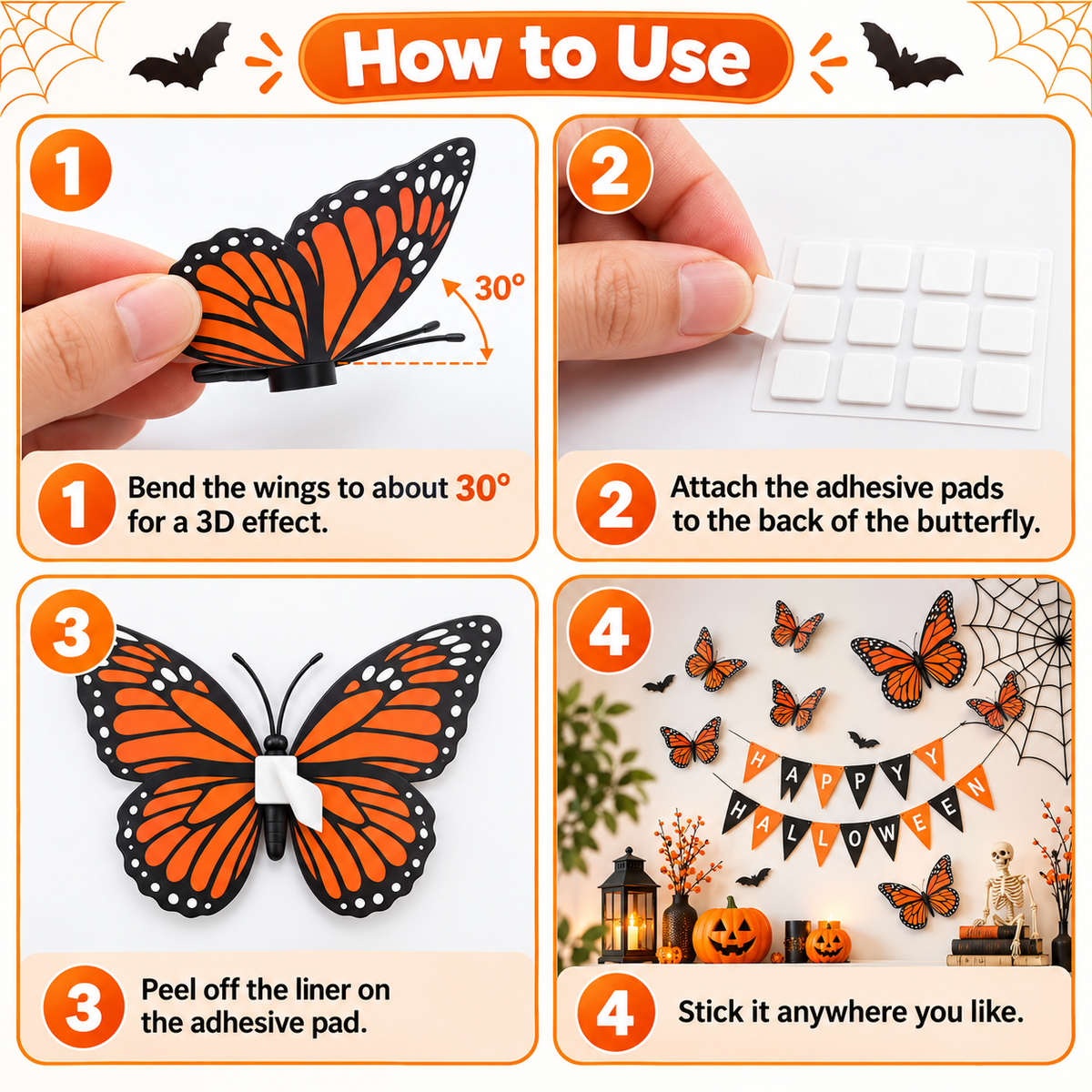 🦋3D Monarch Butterfly Wall Decal Hanging Decor
