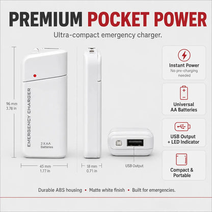 🔥😍Portable Emergency Phone Charger AA Battery Powered Power Bank with LED Flashlight