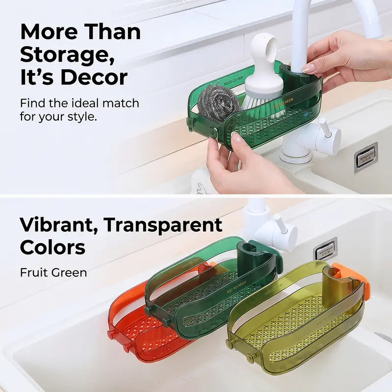Clip-On Kitchen Faucet Storage Rack with Drain Holes