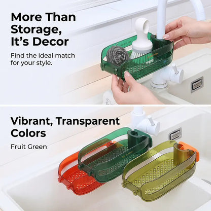 Clip-On Kitchen Faucet Storage Rack with Drain Holes