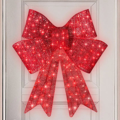 🎄Giant Lighted Christmas Bow – Red LED Outdoor Decoration with 8 Modes & Timer