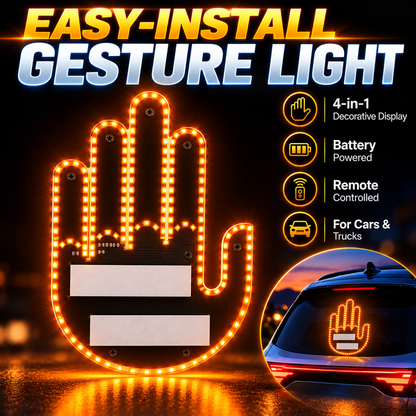 LED Gesture Lighting - Luminous 4-in-1 Decorative Car Sign Finger Light with Remote Control