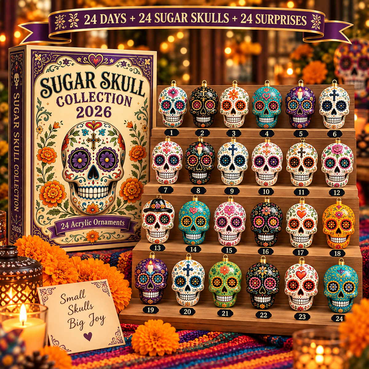 Day of the Dead Sugar Skull Advent Calendar 2026 – 24-Day Acrylic Charm Countdown