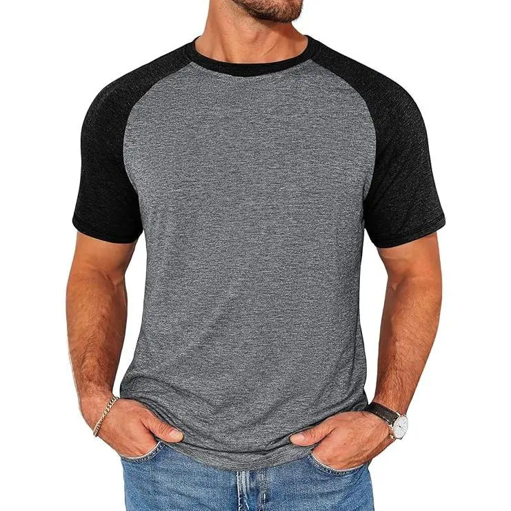 Men's Color Block Raglan T-Shirt Casual Slim Fit