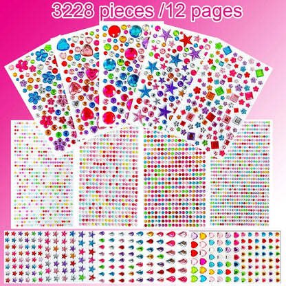 ✨3228 Pcs Gems Stickers Self-Adhesive Rhinestone Jewel DIY