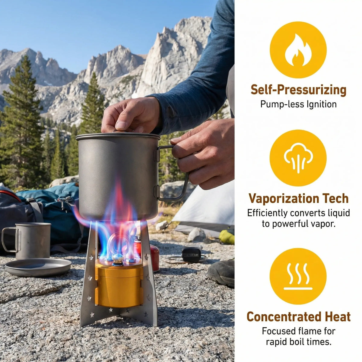 🔥Self-Pressurized Alcohol Stove – Lightweight Windproof Camping & Survival Stove
