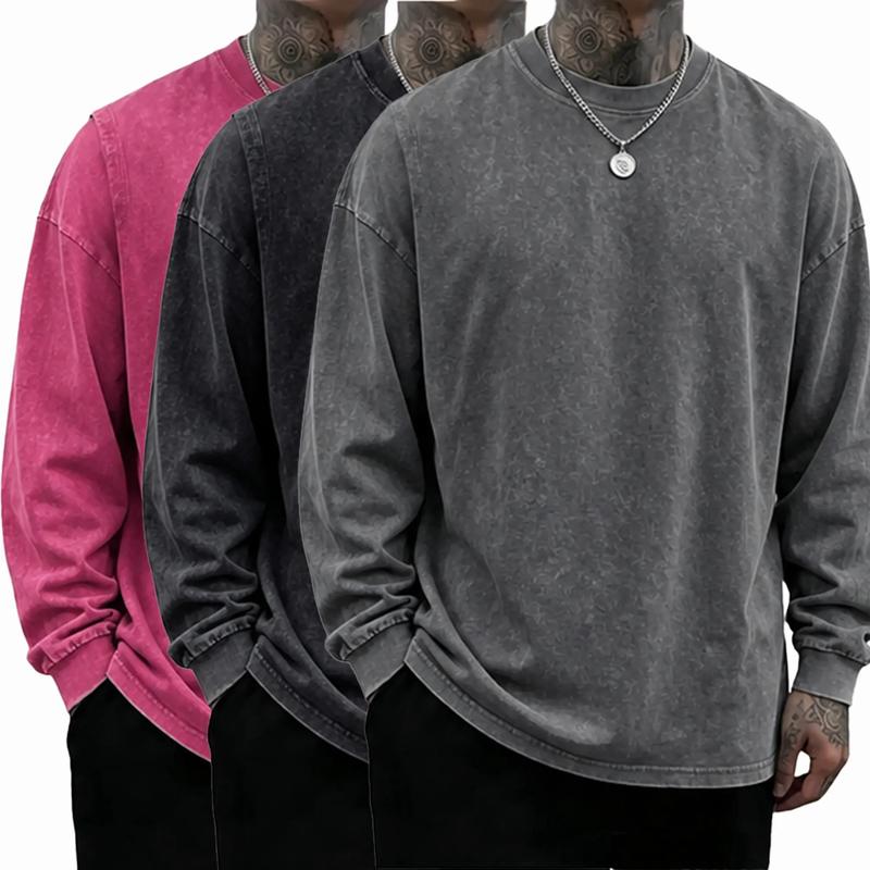 Men's Oversized Washed Distressed Cotton Crewneck Sweatshirt