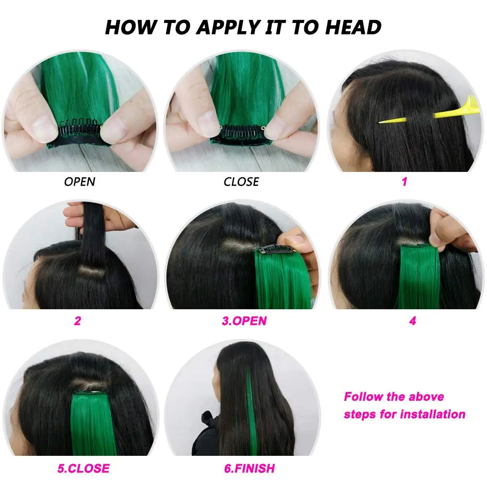 20Inch Rainbow Clip-In Hair Extensions - Vibrant Synthetic Highlights