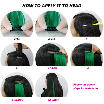 20Inch Rainbow Clip-In Hair Extensions - Vibrant Synthetic Highlights