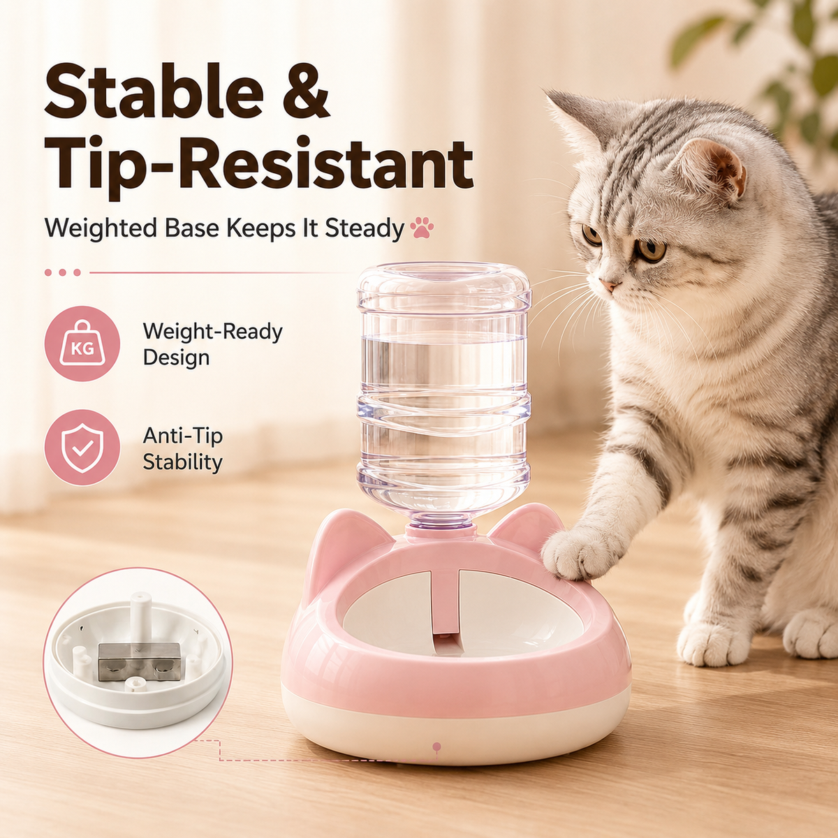 Gravity Pet Water Dispenser | Automatic Cat Water Bowl | No Electricity