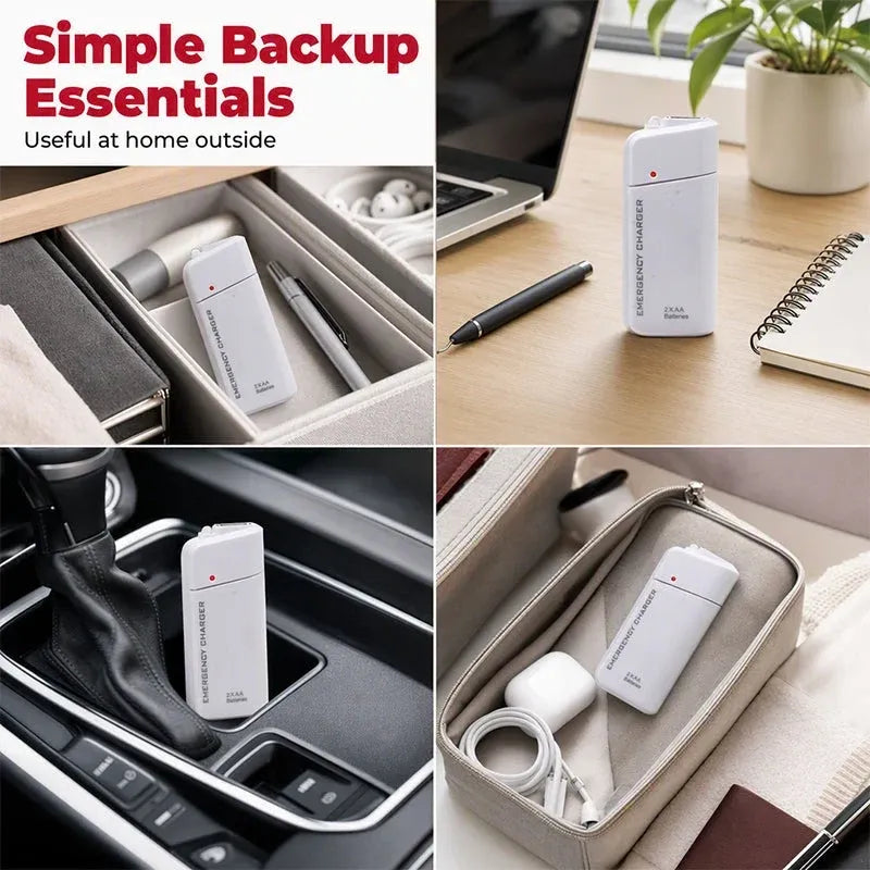 🔥😍Portable Emergency Phone Charger AA Battery Powered Power Bank with LED Flashlight