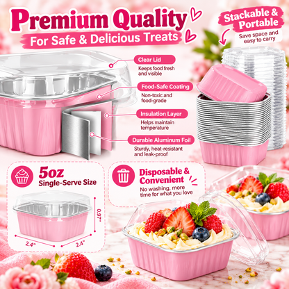 30-Pack Pink 5oz Mini Aluminum Cake Pans