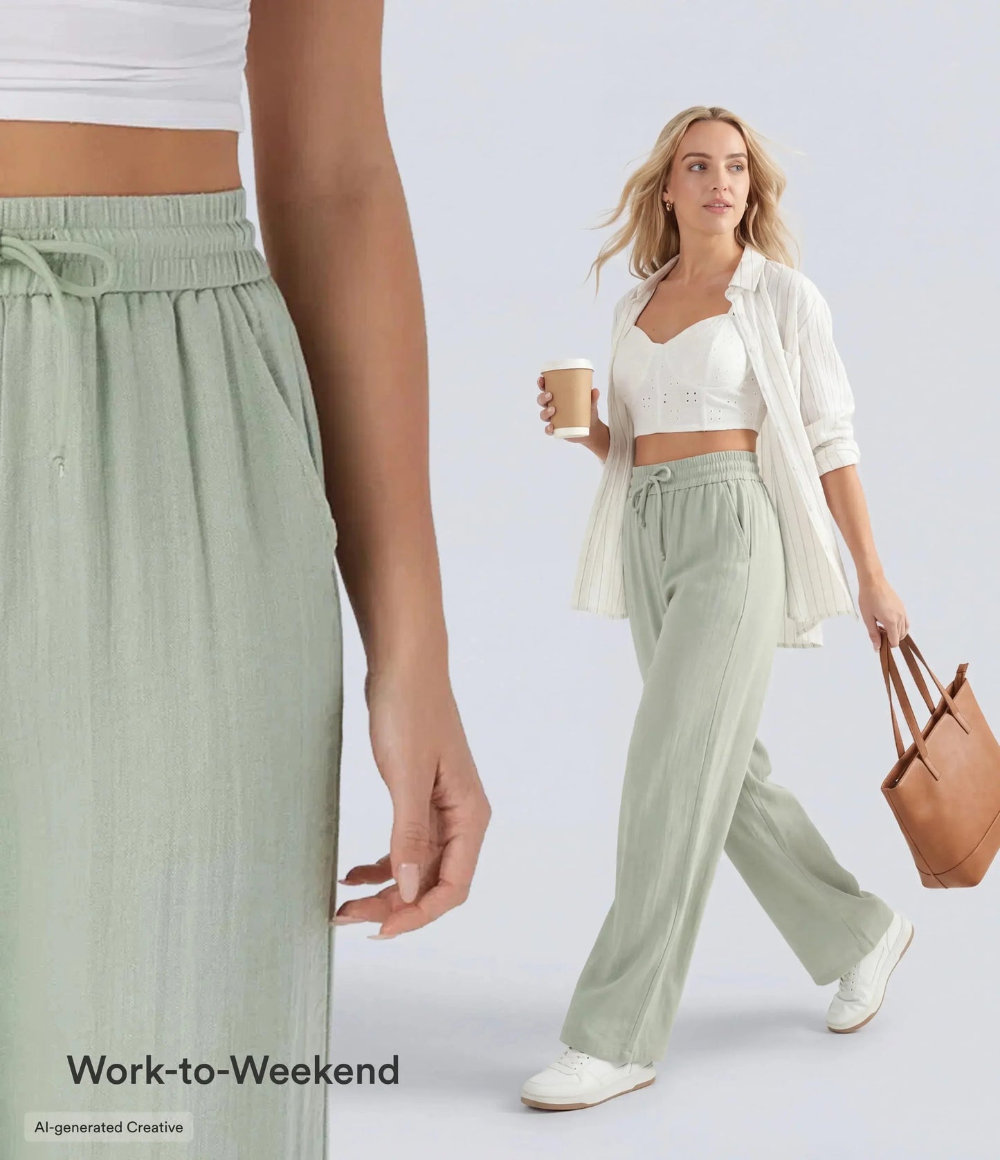 Halara High Waisted Drawstring Wide Leg Casual Pants