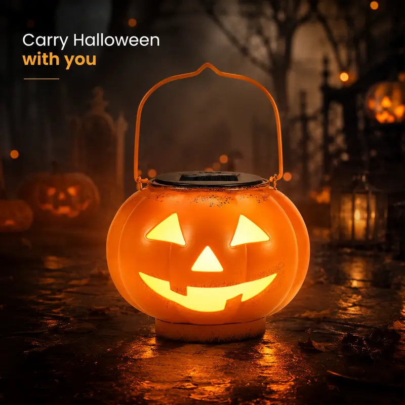 Halloween Pumpkin Solar Lanterns - Jack O Lantern Hanging Solar Light Waterproof