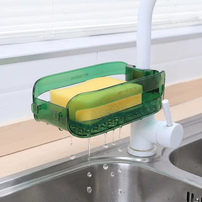 Clip-On Kitchen Faucet Storage Rack with Drain Holes