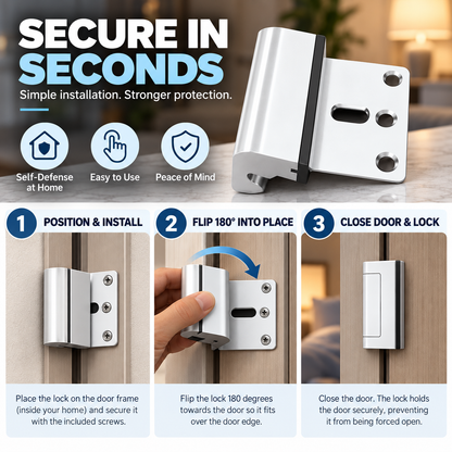 180° Inward-Opening Door Reinforcement Lock – Low-Profile Anti-Theft Security Latch